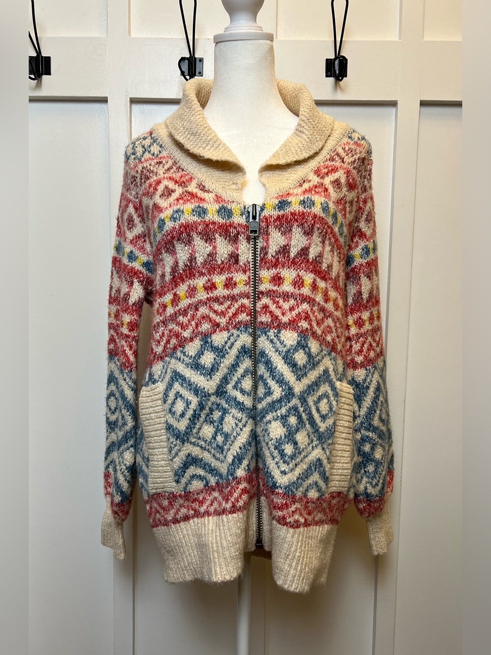 Cabi Siz XS Full Zip Cardigan Jacket Southwestern Fall Warm Cozy Preppy Academia